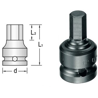 Dowidat 3/4&quot; slagmoerdop inbus 19mm 